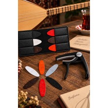 Midex LCT-90BK-M Kaliteli Gitar Capo (6 Renk Mızrap + Deri Mızrap Cüzdanı Seti)