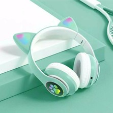 Junglee STN28 Kablosuz Kedi Kulaklık Şarjlı LED Işıklı Bluetooth Kulaklık Aux Sd Kart
