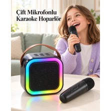 Tech Butiq Renkli LED Aydınlatmalı Taşınabilir Bluetooth Hoparlör ve 2 Mikrofon Seti