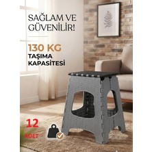 Bahometr Büyük Sağlam Dayanıklı Kullanışlı Şık Katlanır Tabure MA085 Gri ( 12 Adet )