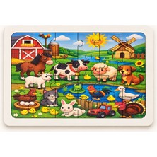 Tether Bags Çocuk Hayvan Çiftliği - 24 Parça Ahşap Puzzle