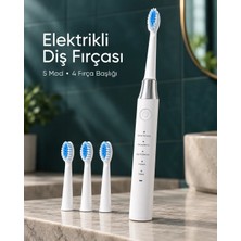 Sepetopia Değiştirilebilir Başlıklı Beyaz Elektrikli Diş Fırçası 5 Mod ve 3 Yedek Başlık