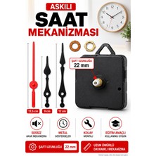 Hobialem Askılı Sessiz Akar Saat Mekanizması 22 mm Şaft Metal Akrep Yelkovan Saniye Seti