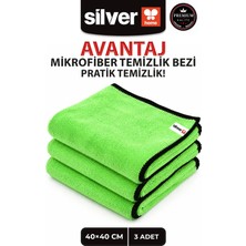 Silver Home 3'lü Çok Amaçlı Mikrofiber Temizlik Bezi 40X40 cm Süper Emici Çamaşır Suyuna Dayanıklı Yeşil