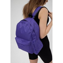 Tonny Black Unisex Mor Önü Fermuarlı Iki Bölmeli Sırt Çantası