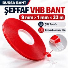 Bursa Bant Çift Taraflı Kırmızı Akrilik Silikonize Bant 9MMX33MT Su Geçirmez ve Isı Dayanıklı