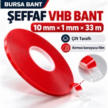 Çift Taraflı Akrilik Silikonize Bant 10MMX33MT Kırmızı Vhb