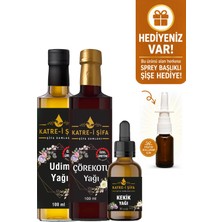 Katre-i Şifa Üçlü Fırsat Paketi - Özel Üretim Udim Yağı & Soğuk Sıkım Çörekotu Yağı & Kekik Yağı