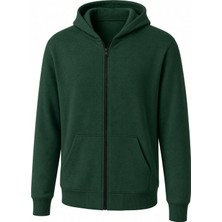 Oksit Moxy Unisex Fermuarlı Kapüşonlu Iki Iplik Şardonlu Sweatshirt Rahat Kalıp Kanguru Cepli Basic Hırka