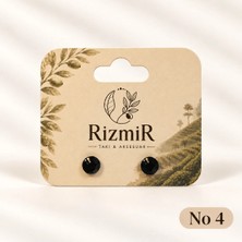 Rizmir Siyah Taşlı Yuvarlak Kadın Küpe No 4