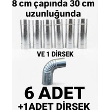 Dorello 8 cm Çap 30 cm Paslanmaz Soba Borusu ve 8 cm Dirsek  Küçük Kamp Sobası, Pelet Sobası ve Kuzine Baca Uzatma Borusu