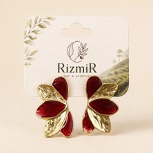 Rizmir Kadın Gold Çiçek Detaylı Küpe