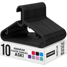 Odea Coverest 10 Adet Slim Plastik Elbise Askısı, Gardrop Için Alan Tasarruflu Pantolon Gömlek Ceket Etek Askısı, Kıyafet Askısı, 39.5 cm x 17.5 cm (10, Siyah)