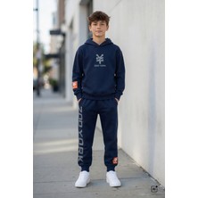 Cansın Mini Lacivert Zoo York Baskılı Erkek Çocuk Kapüşonlu Eşofman Takımı  24604