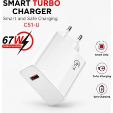 Junglee C51-U Smart Turbo Charger 67W USB Girişli Adaptör Smart Chip Turbo Charging Fast Charge Hızlı Şarj Adaptörü