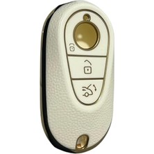 Odea Autohan Keys Lüx Mercedes Için Premium Nano Anahtar Kılıfı, W206 W223 S350 C260 C300 Serisi Uyumlu, Beyaz Gold Tasarım