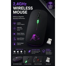 Junglee 2.4 Ghz USB Wireless Kablosuz Şarjlı Mouse Rgb LED Işıklı 800-1600 Dpi Ayarlanabilir Sessiz Click Mouse