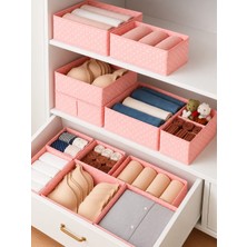 Esmana Living 6'lı Çekmece Içi Düzenleyici Organizer Set - Çok Amaçlı Dolap Içi Kutu Seti - Pembe Benekli