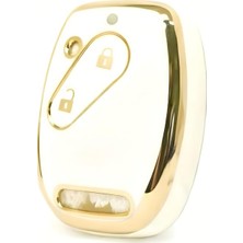 Odea Autohan Keys Lüx Honda Civic Fd6 Crv Accord 2 Buton Sustasız Nano Anahtar Kılıfı Beyaz Gold Renk