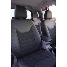 Otom Ford Tourneo Courier 2014 Sonrası (Servis Kapaklı) Araca Özel Oto Koltuk Kılıfı London Design Siyah Siyah Füme