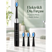 Günlük Ağız Bakımı Için Şarj Edilebilir 5 Modlu Siyah Elektrikli Diş Fırçası Midastech