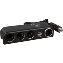 Hubrendy Sh Olesson 1525 12-24V Çift Usb'lı 120W 80CM Kablolu 4'lü Araç Çakmak Çoklayıcı