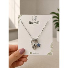Rizmir Deniz Temalı Charm Detaylı Gümüş Renk Kadın Kolye