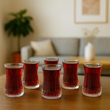 Universal 6’lı Kristal Desenli Cam Çay Bardağı Seti – 160 ml Ince Belli Modern Tasarım – Isıya Dayanıklı Cam Bardak – Şık ve Zarif Sunum Için Çay ve Kahve Bardağı