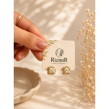 Rizmir Gold Geometrik Taş Detaylı Kadın Küpe