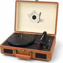 Junglee JNG-1032SPK Nostaljik Pikap Plakçalar 33-45-78 Lik Plak Uyumlu Plak Çalar Bluetooth Lu Aux USB Girişli Mp3 Çalar Bond Çanta Tipi Pikap