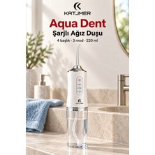 Katjmer KJ/AD-001 Aquadent Şarjlı Ağız Duşu 220 Ml, 3 Modlu, 4 Başlıklı, 45 Dakika - Beyaz