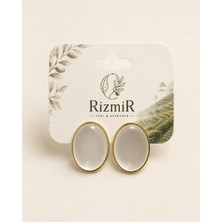 Rizmir Gold Krem Oval Kadın Küpe