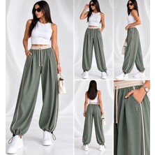 Moda Rüyası Kadın Oysho Bol Paça Lastikli Bel Bağcıklı Büzgülü Paça Şalvar Pantolon