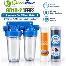 Green Aqua GD10-2 2 Aşamalı 10" Su Arıtma ve Filtre Sistemi – 1" Giriş / Çıkış