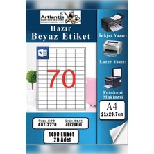 Odea A4 Hazır Etiket 40X20 mm 20 Sayfa 1 Paket 70 Li Kendinden Yapışkanlı Fotokopi Lazer Inkjet Kağıdı Yazıcılar Için Uyumlu
