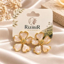 Rizmir Gold Çerçeveli Çiçek Form Kadın Küpe