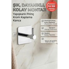 Banyom Home Yapışkanlı Paslanmaz Pirinç Işıl Krom Tekli Bornozluk Havluluk Banyo Askısı