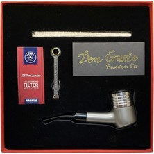 Bek Tobacco Pd Modeli 9mm Filtreli Ahşap Kıvrık Pipo Seti Silver