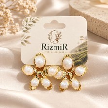 Rizmir Gold Sedefli Çiçek Küpe
