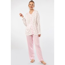 Türen Empirme Dügmeli Battal Uzun Kollu Pijama Takimi 3367/Pembe