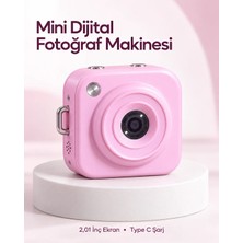 AyrStore 128 Gb’a Kadar Hafıza Kartı Destekli Pembe Mini Dijital Fotoğraf Makinesi