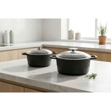 Haschef Yakut Döküm Granit Kaplama Ikili Derin Tencere 20 - 24 cm