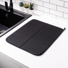 Universal Mutfak Tezgahı Için Bulaşık Kurutma Paspasları, Çeşitli Amaçlar Için Süper Emici Mikrofiber Bulaşık Süzgeci, Şık ve Etkili, Hızlı Kuruyan Bulaşık Matı, 43 cm x 35 Cm, Siyah