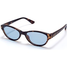 Ren Eyewear Tessa Kadın Güneş Gözlüğü Leopar Çerçeve Oval Kedi Gözü Antirefle Mavi Cam 50 Ekartman
