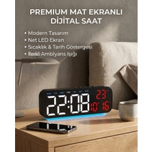 Neler Geldi Neler Büyük LED Dijital Çalar Saat Rgb Renkli Gece Lambası Saat Tarih Gün Sıcaklık Göstergeli Masa ve Yatak Odası Saati