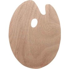 Odea Ahşap Oval Palet Naturel 30X40 cm 1 Adet Büyük Boy Ahşap Boya Paleti Resim Boyama Tepsisi Akrilik Guaj Karıştırıcı
