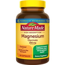 Nature Made Magnesium Glycinate 200 Mg Per Serving, 60 Capsules Orijinal Usa Menşeii Dmmedicineden