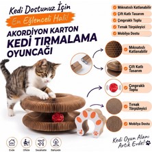 Yazline Global® Akordiyon Karton Kedi Tırmalama Oyuncağı – Mıknatıslı Katlanabilir Etkile�