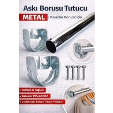 Odea Krom Oval Boru Askı Flanşı Gardırop Dolap Içi Askılık Aparatı Mobilya Uyumlu 2 Adet Set