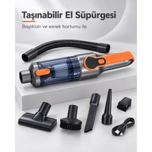 Şeffaf Toz Hazneli Gri Turuncu El Süpürgesi Temizlik Başlıkları ve USB Şarj Kablolu Midastech